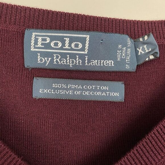 Vtg Ralph Lauren Polo V-Neck Sweater Vest Mens XL Burgundy Preppy Old Money Golf - Picture 3 of 6